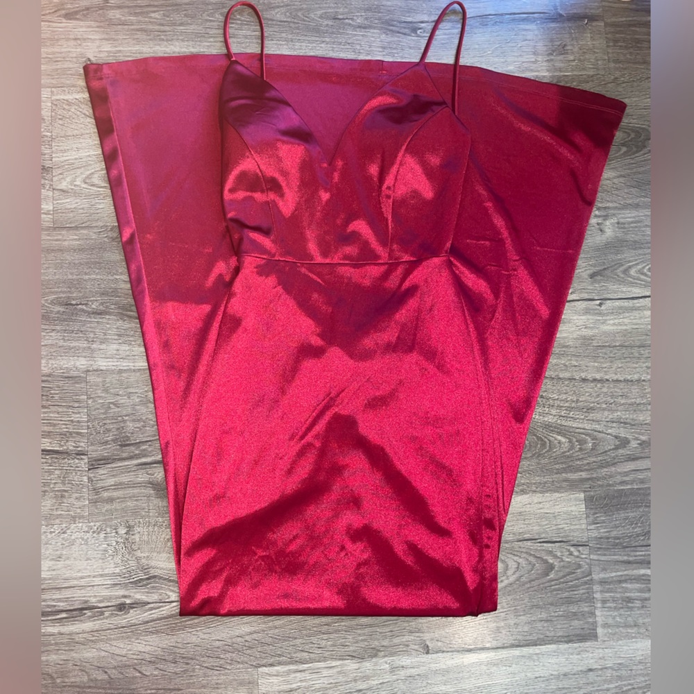 wine red silk gown